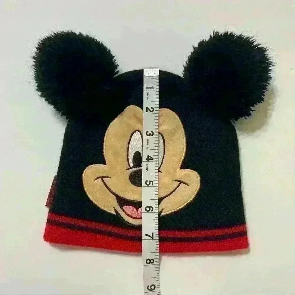 DISNEY Junior Mickey Mouse Red Black BEANIE Winter Hat Cap TODDLER 2T-4T